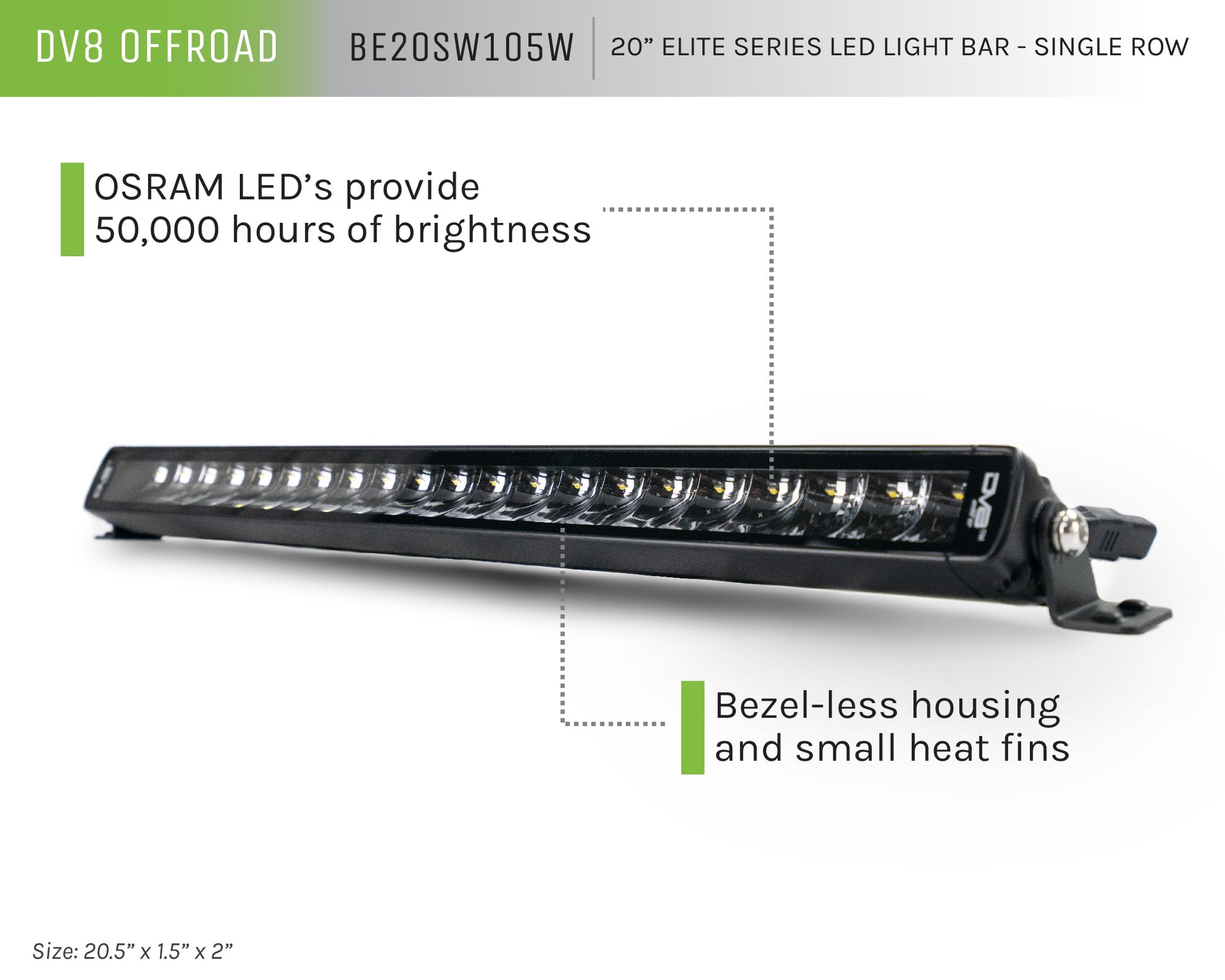 20-Inch Elite Series LED Light Bar | Single Row