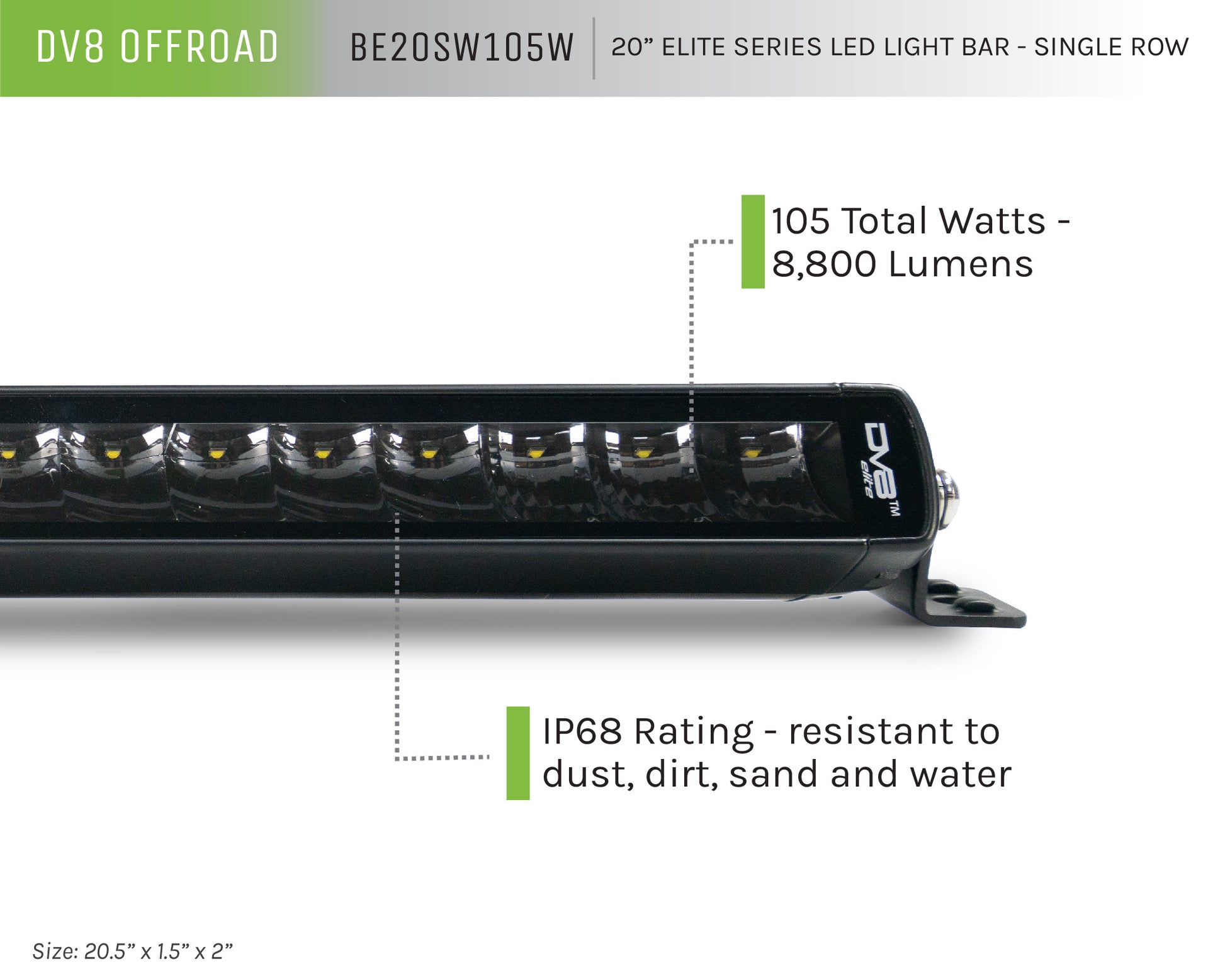 20-Inch Elite Series LED Light Bar | Single Row