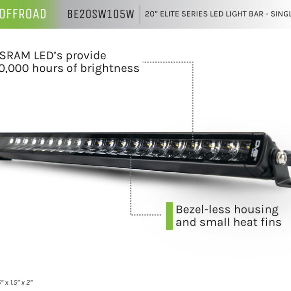 20-Inch Elite Series LED Light Bar | Single Row