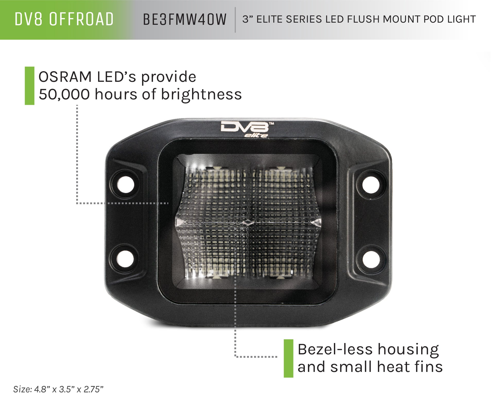 3-Inch Elite Series LED Flush Mount Pod Light