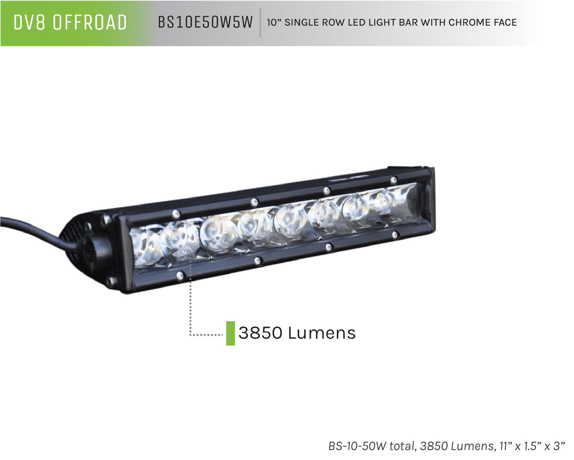 Single Row LED Light Bar With Chrome Face