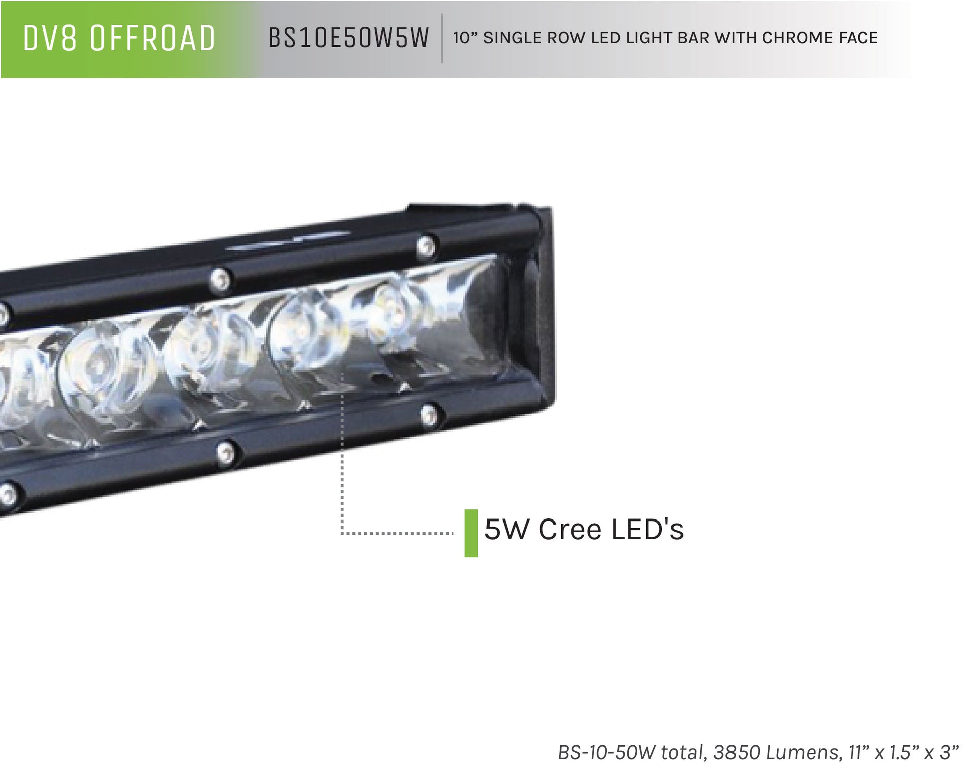 Single Row LED Light Bar With Chrome Face