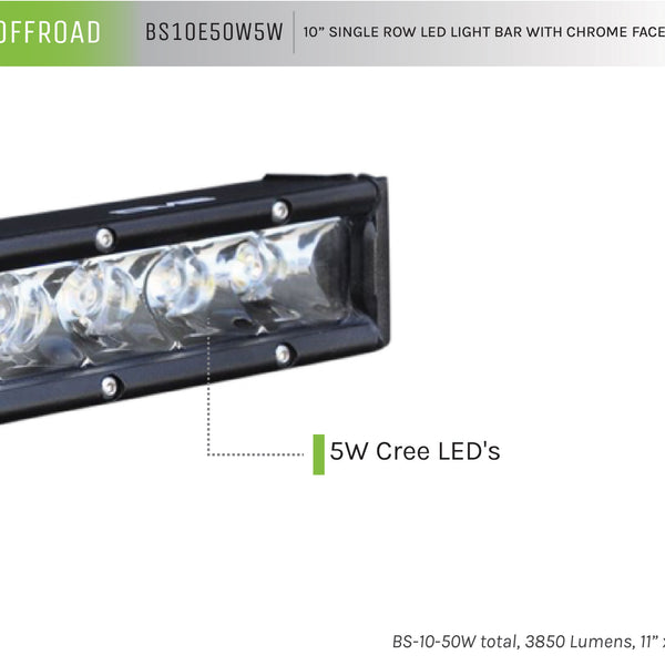 Single Row LED Light Bar With Chrome Face