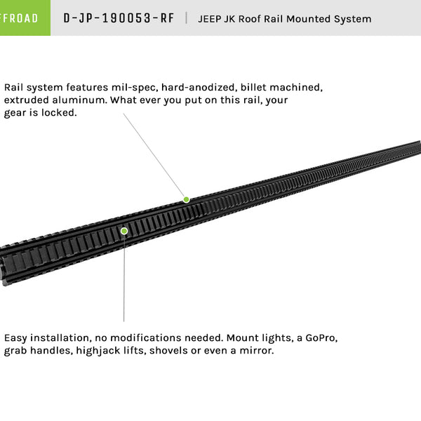 Jeep JK Roof Rail Mounted System For The JK A-Pillar Mounted Rail System