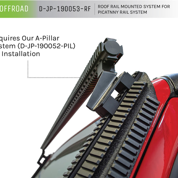 Jeep JK Roof Rail Mounted System For The JK A-Pillar Mounted Rail System