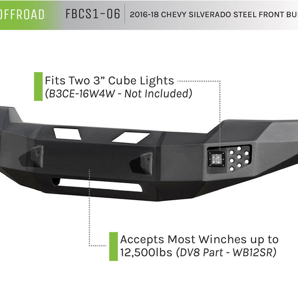 2016-18 Chevy Silverado 1500 Steel Front Bumper