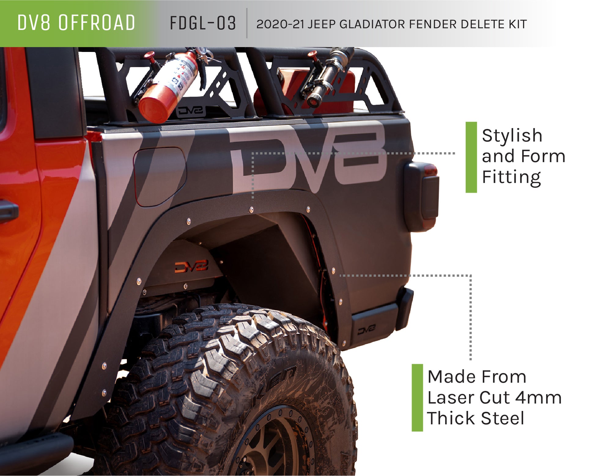 2020-22 Jeep Gladiator Fender Flare Delete Kit | Front & Rear