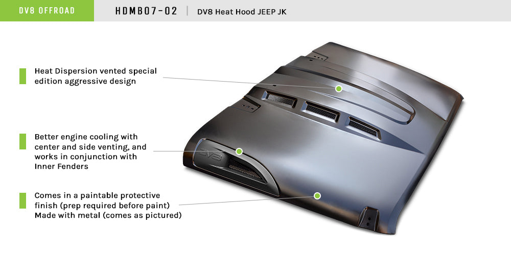 2018-2024 Jeep JL & 2020-2024 Jeep JT Heat Dispersion Hood