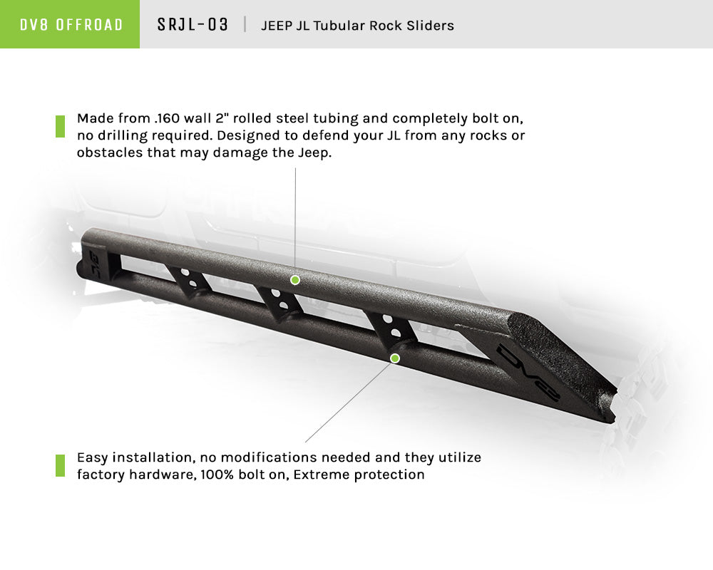 2018-22 Jeep JL 4-Door Tubular Plated Rock Sliders