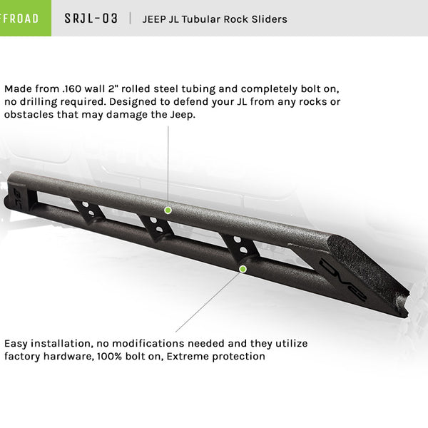 2018-22 Jeep JL 4-Door Tubular Plated Rock Sliders