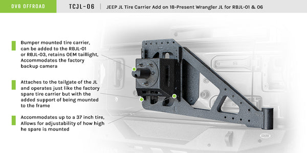 2018-22 Jeep JL Tire Carrier Add On